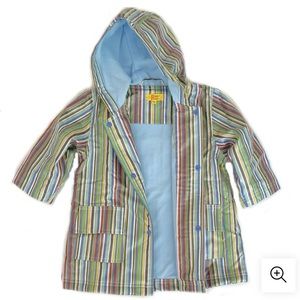 Pluie Pluie Boys Rain Coat Jacket Coat Outdoor Fleece Lined Stripe 6/6x Button